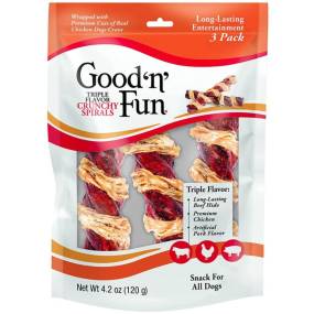 Healthy Hide Good N Fun Triple Flavor Crunchy Spirals - LeeMarPet P-94250