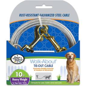 Four Paws Dog Tie Out Cable - Heavy Weight - Black - LeeMarPet 100203837