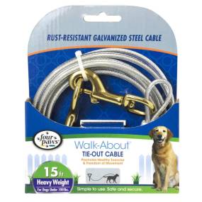 Four Paws Dog Tie Out Cable - Heavy Weight - Black - LeeMarPet 100203838
