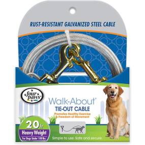 Four Paws Dog Tie Out Cable - Heavy Weight - Black - LeeMarPet 100203839