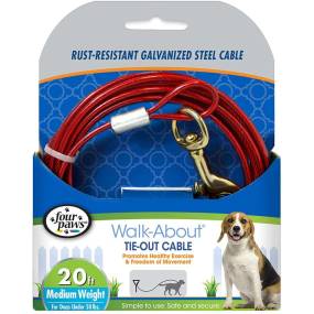 Four Paws Dog Tie Out Cable - Medium Weight - Red - LeeMarPet 100203878