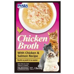 Inaba Chicken Broth with Chicken and Salmon Recipe Side Dish for Cats - LeeMarPet USA824A