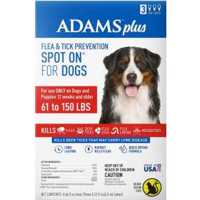 Adams Flea And Tick Prevention Spot On For Dogs 61 -150 lbs X-Large 3 Month Supply  - LeeMarPet 100542202