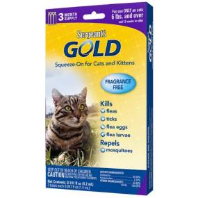 Sergeants Gold Flea and Tick Squeeze-On for Cats Over 6 lbs - LeeMarPet 2340