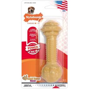 Nylabone Dura Chew Barbell Dog Chew Toy - Peanut Butter Flavor - LeeMarPet NBC903P