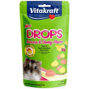 Vitakraft Mini Drops Treat for Hamsters, Rats & Mice - Banana & Cherry Flavor - LeeMarPet 35994