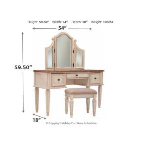 Vanity and Mirror with Stool - Ashley Furniture B743-22