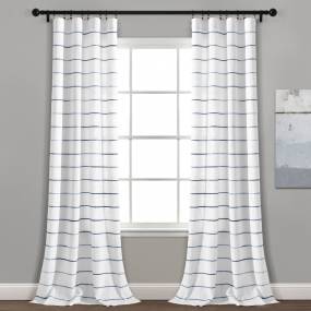 Ombre Stripe Yarn Dyed Cotton Window Curtain Panels Navy/Multi 40X84 Set - Lush Decor 16T004553