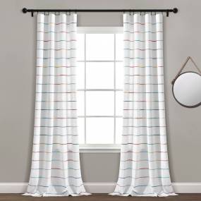 Ombre Stripe Yarn Dyed Cotton Window Curtain Panels Rainbow 40X84 Set - Lush Decor 16T004555