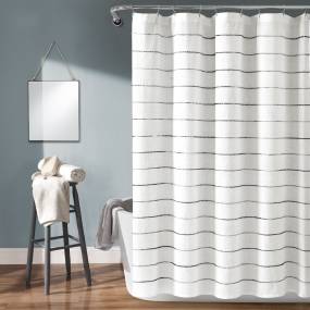 Ombre Stripe Yarn Dyed Cotton Shower Curtain Gray/Multi Single 72x72 - Lush Decor 16T004623