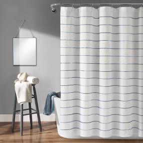 Ombre Stripe Yarn Dyed Cotton Shower Curtain Navy/Multi Single 72x72 - Lush Decor 16T004624