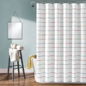 Ombre Stripe Yarn Dyed Cotton Shower Curtain Rainbow Single 72x72 - Lush Decor 16T004625