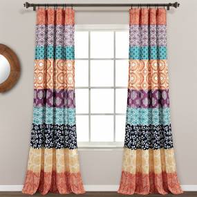 Bohemian Stripe Window Curtain Panels Fuchsia/Orange 52X84 Set - Lush Decor 16T006192