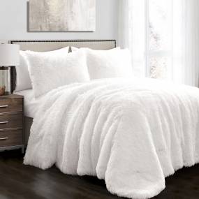 Emma Faux Fur Comforter White 3Pc Set King - Lush Decor 16T006342