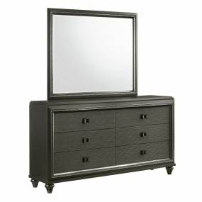Faris 6-Drawer Dresser with Mirror in Black - Picket House Furnishings MN600DRMR
