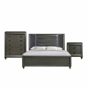 Faris Queen Panel 3PC Bedroom Set in Black - Picket House Furnishings MN600QB3PC