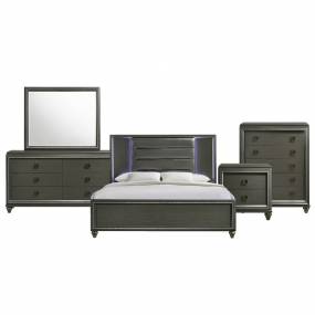 Faris Queen Panel 5PC Bedroom Set in Black - Picket House Furnishings MN600QB5PC