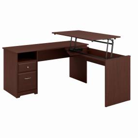 Cabot 60W 3 Position L Shaped Sit to Stand Desk in Harvest Cherry - Bush Furniture CAB043HVC