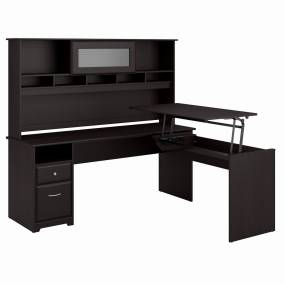 Cabot 72W 3 Position L Shaped Sit to Stand Desk with Hutch in Espresso Oak - Bush Furniture CAB052EPO