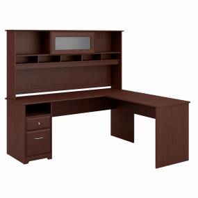 Cabot 72W L Shaped Computer Desk with Hutch and Drawers in Harvest Cherry - Bush Furniture CAB053HVC