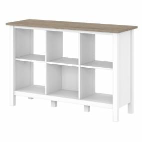 Bush Furniture Mayfield 6 Cube Bookcase in Pure White & Shiplap Gray - MAB145GW2-03