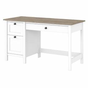 Bush Furniture Mayfield 54W Computer Desk w/ Drawers in Pure White & Shiplap Gray - MAD254GW2-03
