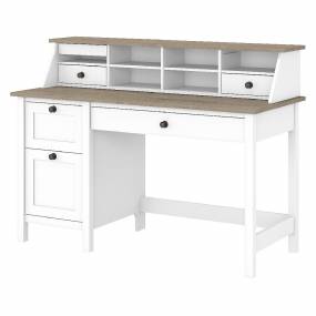 Bush Furniture Mayfield 54W Computer Desk w/ Drawers & Desktop Organizer in Pure White & Shiplap Gray - MAY003GW2
