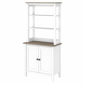 Bush Furniture Mayfield 5 Shelf Bookcase w/ Doors in Pure White & Shiplap Gray - MAY019GW2