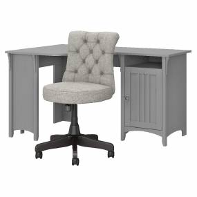 Bush Furniture Salinas 55W Corner Desk w/ Mid Back Tufted Office Chair in Cape Cod Gray - Bush Furniture SAL017CG