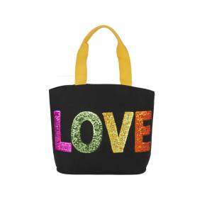 Mina Victory Handbags & Crossbody Sequin "Love" Black Bags 22" x 15" x 6" - Nourison 798019087395