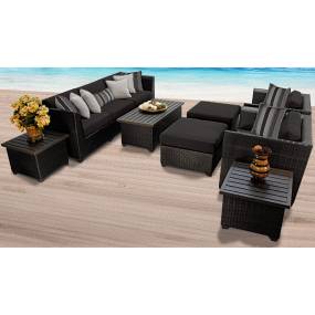 Barbados 10 Piece Outdoor Wicker Patio Furniture Set 10c in Black - TK Classics Barbados-10C-Black