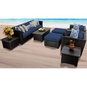 Barbados 10 Piece Outdoor Wicker Patio Furniture Set 10c in Navy - TK Classics Barbados-10C-Navy
