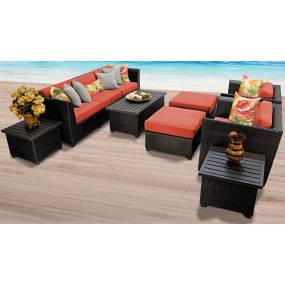 Barbados 10 Piece Outdoor Wicker Patio Furniture Set 10c in Tangerine - TK Classics Barbados-10C-Tangerine