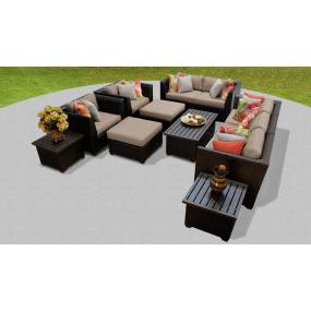 Barbados 12 Piece Outdoor Wicker Patio Furniture Set 12d in Wheat - TK Classics Barbados-12D-Wheat