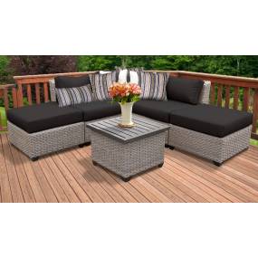 Florence 6 Piece Outdoor Wicker Patio Furniture Set 06f in Black - TK Classics Florence-06F-Black