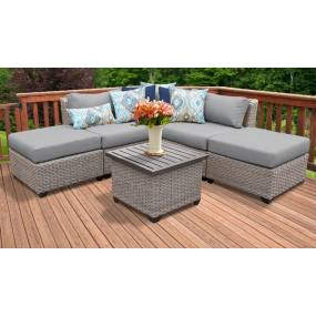 Florence 6 Piece Outdoor Wicker Patio Furniture Set 06f in Grey - TK Classics Florence-06F-Grey