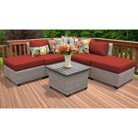 Florence 6 Piece Outdoor Wicker Patio Furniture Set 06f in Terracotta - TK Classics Florence-06F-Terracotta