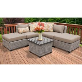 Florence 6 Piece Outdoor Wicker Patio Furniture Set 06f in Wheat - TK Classics Florence-06F-Wheat