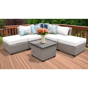 Florence 6 Piece Outdoor Wicker Patio Furniture Set 06f in Sail White - TK Classics Florence-06F-White