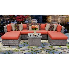 Florence 7 Piece Outdoor Wicker Patio Furniture Set 07a in Tangerine - TK Classics Florence-07A-Tangerine