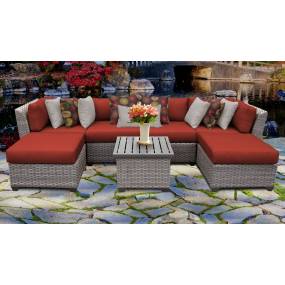 Florence 7 Piece Outdoor Wicker Patio Furniture Set 07a in Terracotta - TK Classics Florence-07A-Terracotta
