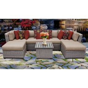 Florence 7 Piece Outdoor Wicker Patio Furniture Set 07a in Wheat - TK Classics Florence-07A-Wheat