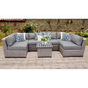 Florence 7 Piece Outdoor Wicker Patio Furniture Set 07c in Grey - TK Classics Florence-07C-Grey