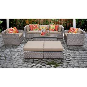 Florence 8 Piece Outdoor Wicker Patio Furniture Set 08c in Wheat - TK Classics Florence-08C-Wheat