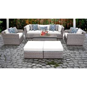 Florence 8 Piece Outdoor Wicker Patio Furniture Set 08c in Sail White - TK Classics Florence-08C-White
