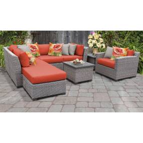 Florence 8 Piece Outdoor Wicker Patio Furniture Set 08g in Tangerine - TK Classics Florence-08G-Tangerine