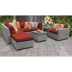Florence 8 Piece Outdoor Wicker Patio Furniture Set 08g in Terracotta - TK Classics Florence-08G-Terracotta
