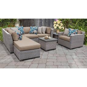 Florence 8 Piece Outdoor Wicker Patio Furniture Set 08g in Wheat - TK Classics Florence-08G-Wheat