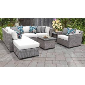 Florence 8 Piece Outdoor Wicker Patio Furniture Set 08g in Sail White - TK Classics Florence-08G-White
