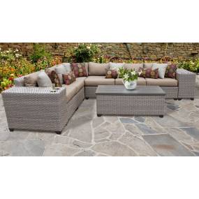 Florence 9 Piece Outdoor Wicker Patio Furniture Set 09b in Wheat - TK Classics Florence-09B-Wheat